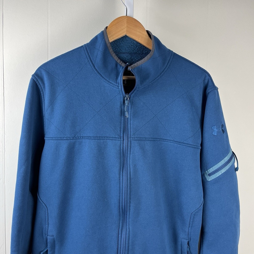 Under Armour Storm Jacket Mens Large Full Zip Fleece Teal Blue Zip Pockets Soft